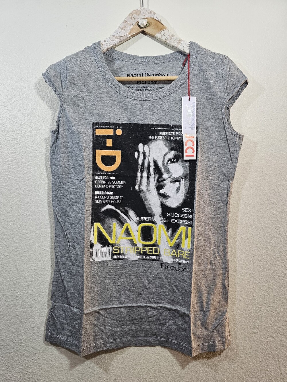 Fiorucci x Naomi Campbell i-D Magazine Graphic T-Shirt Gray Small NWT